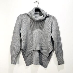 Aritzia Wilfred Free 100% Italian Wool Ribbed Hi Lo Cropped  Turtleneck Sweater